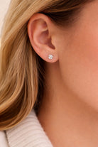 Vikchi Sonaire Aurelia small 1ctw diamond stud earrings in 14kt gold with four-prong setting and screw-back.