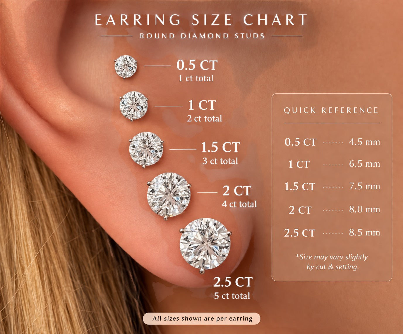 Vikchi Sonaire Aurelia Petite round brilliant-cut diamond stud earrings, 1ctw, 14kt gold setting with four-prong secure setting and screw-back closure.